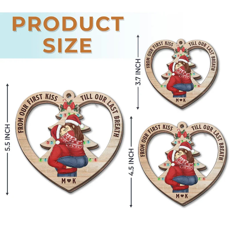 Having The Merriest Christmas With The Love Of My Life - Couple Personalized Custom Ornament - Wood Custom Shaped - Christmas Gift For Husband Wife, Anniversary