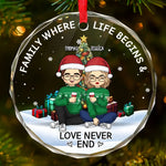Custom Name Family Christmas Gifts - Personalized Glass Ornament