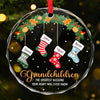 Enjoy The Little Moments With Your Loved Ones - Family Personalized Custom Circle Glass Ornament - Christmas Gift For Grandma
