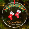 Enjoy The Little Moments With Your Loved Ones - Family Personalized Custom Circle Glass Ornament - Christmas Gift For Grandma