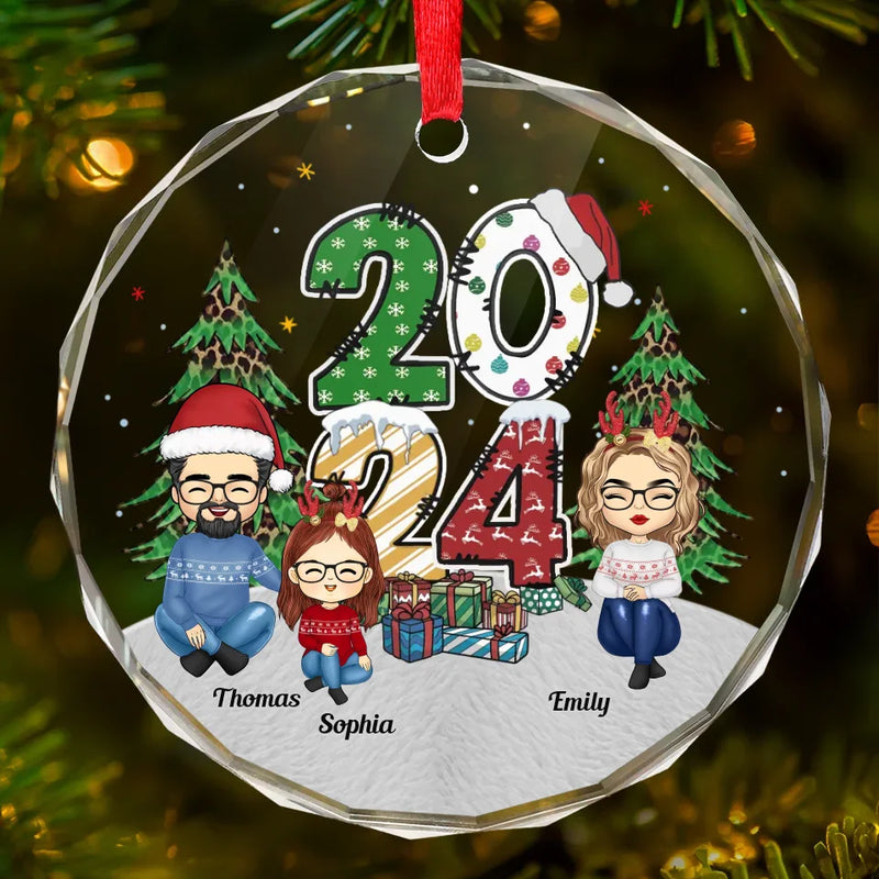 Every Moment With Them Is A Treasure - Family Personalized Custom Circle Glass Ornament - Christmas Gift For Family Members