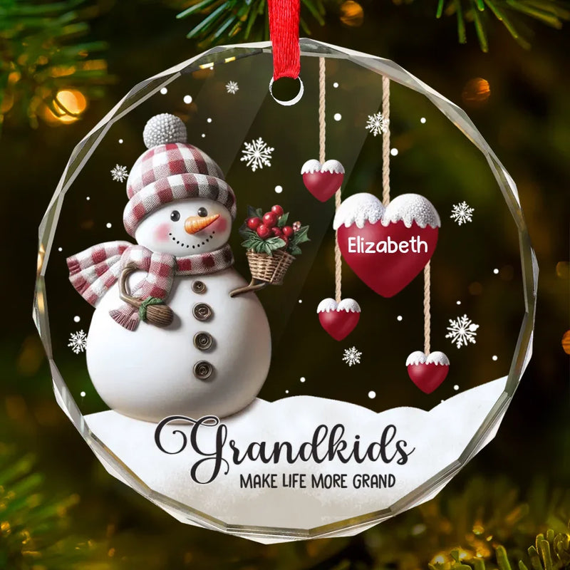 The Greatest Blessing Your Heart Will Ever Know - Family Personalized Custom Circle Glass Ornament - Christmas Gift For Grandma, Grandpa