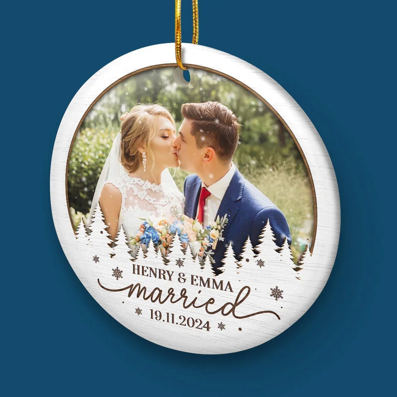 Custom Photo Wedding Gifts for Couples - Personalized Ceramic Ornament