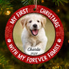Custom Photo My First Christmas With My Forever Family - Dog & Cat Personalized Custom Ornament - Wood Custom Shaped - Christmas Gift For Pet Owners, Pet Lovers, First Christmas