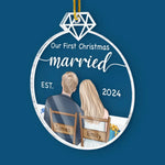 Custom Name First Christmas Married Gifts for Couples - Personalized Ornament