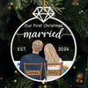 Our First Christmas Engaged - Couple Personalized Custom Ornament - Acrylic Custom Shaped - Christmas Gift For Husband Wife, Anniversary, First Christmas
