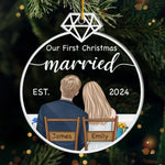 Custom Name First Christmas Married Gifts for Couples - Personalized Ornament