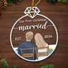 Our First Christmas Engaged - Couple Personalized Custom Ornament - Acrylic Custom Shaped - Christmas Gift For Husband Wife, Anniversary, First Christmas