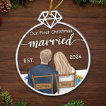 Custom Name First Christmas Married Gifts for Couples - Personalized Ornament