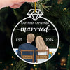 Our First Christmas Engaged - Couple Personalized Custom Ornament - Acrylic Custom Shaped - Christmas Gift For Husband Wife, Anniversary, First Christmas
