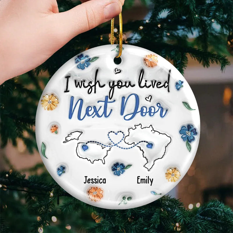 Our Friendship Transcends Distance - Bestie Personalized Custom 3D Inflated Effect Printed Ornament - Ceramic Round Shaped - Christmas Gift For Best Friends, BFF, Sisters