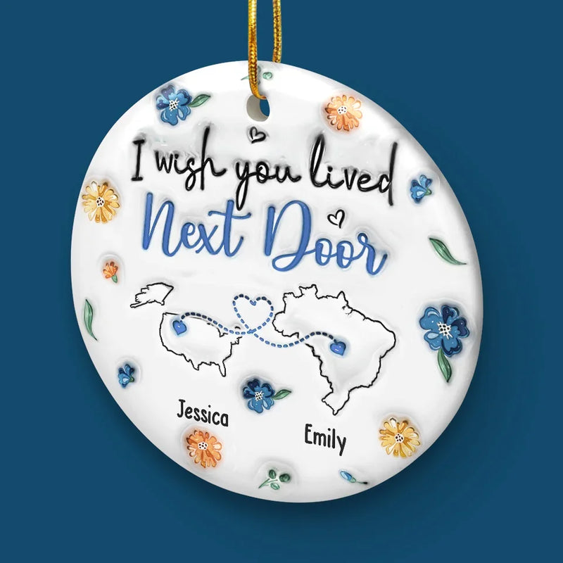 Our Friendship Transcends Distance - Bestie Personalized Custom 3D Inflated Effect Printed Ornament - Ceramic Round Shaped - Christmas Gift For Best Friends, BFF, Sisters