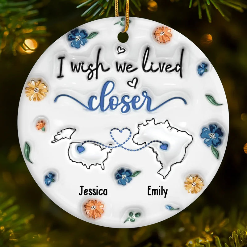Our Friendship Transcends Distance - Bestie Personalized Custom 3D Inflated Effect Printed Ornament - Ceramic Round Shaped - Christmas Gift For Best Friends, BFF, Sisters