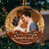 Custom Photo Building A Love Story That Will Last Forever - Couple Personalized Custom Ornament - Ceramic Round Shaped - Christmas Gift For Husband Wife, Anniversary, First Christmas