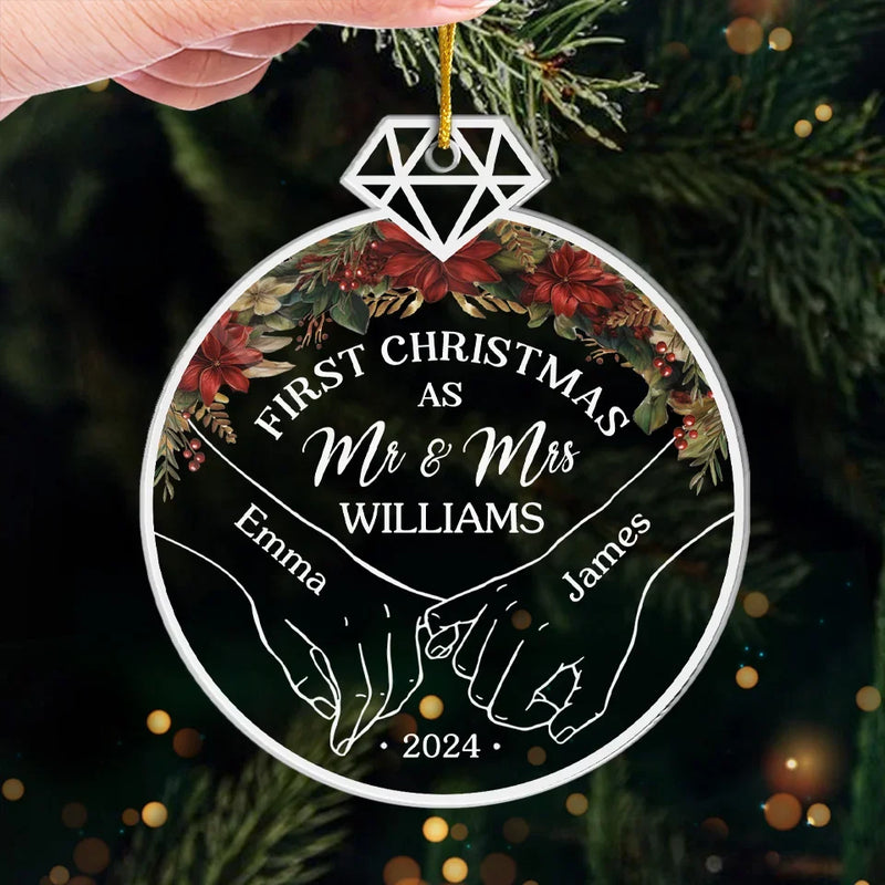 This Christmas, Our Hearts Beat As One - Couple Personalized Custom Ornament - Acrylic Custom Shaped - Christmas Gift For Husband Wife, Anniversary, First Christmas