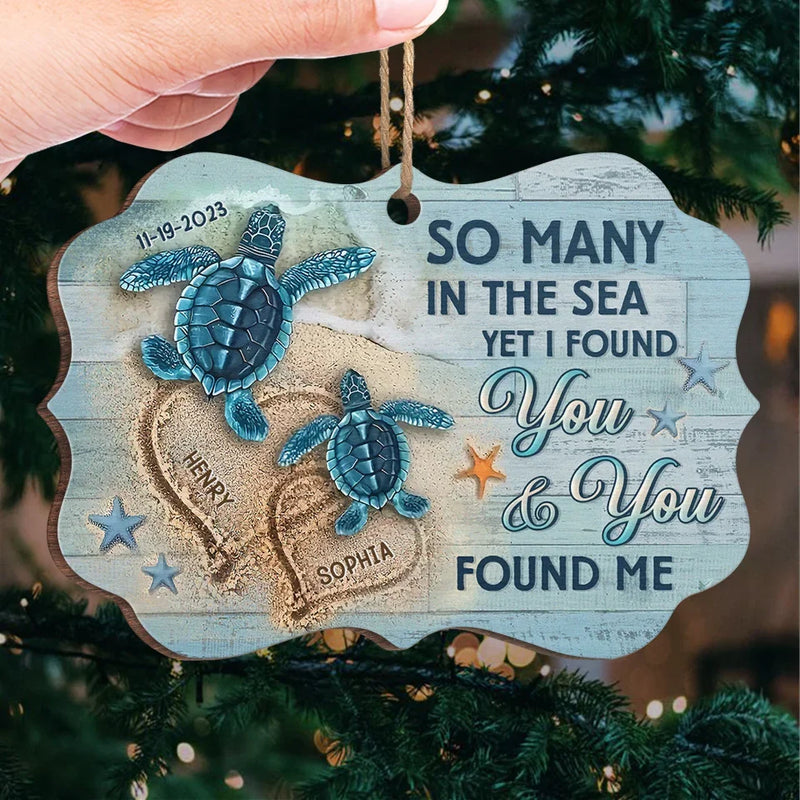 In The Sea Of Life, We Are Each Other’s Guiding Light - Couple Personalized Custom Ornament - Wood Benelux Shaped - Christmas Gift For Husband Wife, Anniversary