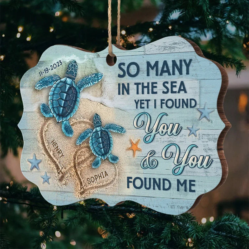 In The Sea Of Life, We Are Each Other’s Guiding Light - Couple Personalized Custom Ornament - Wood Benelux Shaped - Christmas Gift For Husband Wife, Anniversary