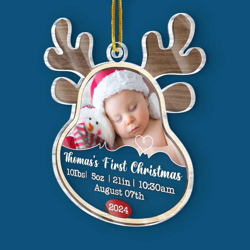 Custom Photo My First Christmas - Family Personalized Custom Ornament - Acrylic Custom Shaped - Christmas Gift For Baby Kids, Newborn Baby, First Christmas