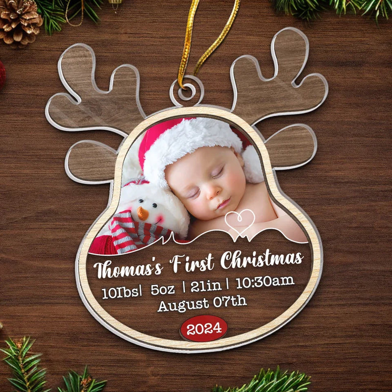 Custom Photo My First Christmas - Family Personalized Custom Ornament - Acrylic Custom Shaped - Christmas Gift For Baby Kids, Newborn Baby, First Christmas
