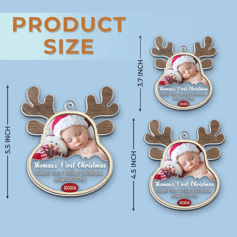 Custom Photo My First Christmas - Family Personalized Custom Ornament - Acrylic Custom Shaped - Christmas Gift For Baby Kids, Newborn Baby, First Christmas
