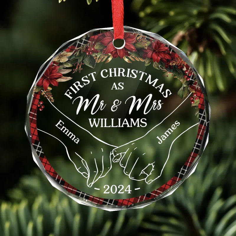 You're My Christmas Past, Present, And Future - Couple Personalized Custom Circle Glass Ornament - Christmas Gift For Husband Wife, Anniversary, First Christmas