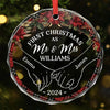 You're My Christmas Past, Present, And Future - Couple Personalized Custom Circle Glass Ornament - Christmas Gift For Husband Wife, Anniversary, First Christmas