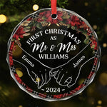 Custom Name First Christmas Couple Gifts - Personalized Glass Ornament