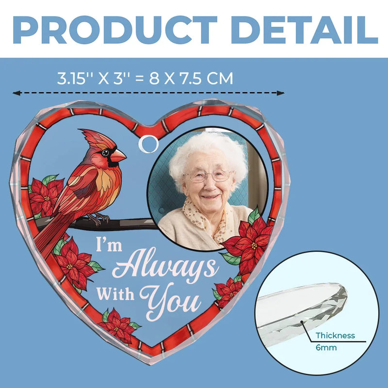Custom Photo Your Love Remains In Our Hearts - Memorial Personalized Custom Heart Glass Ornament - Sympathy Gift For Family Members