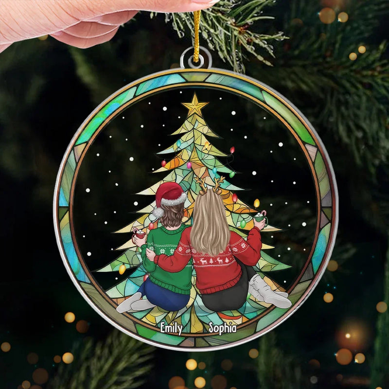 Merry Christmas To My Best Friends - Bestie Personalized Custom Ornament - Acrylic Custom Shaped - Christmas Gift For Best Friends, BFF, Sisters