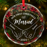 Custom Name First Christmas Couple Gifts - Personalized Glass Ornament