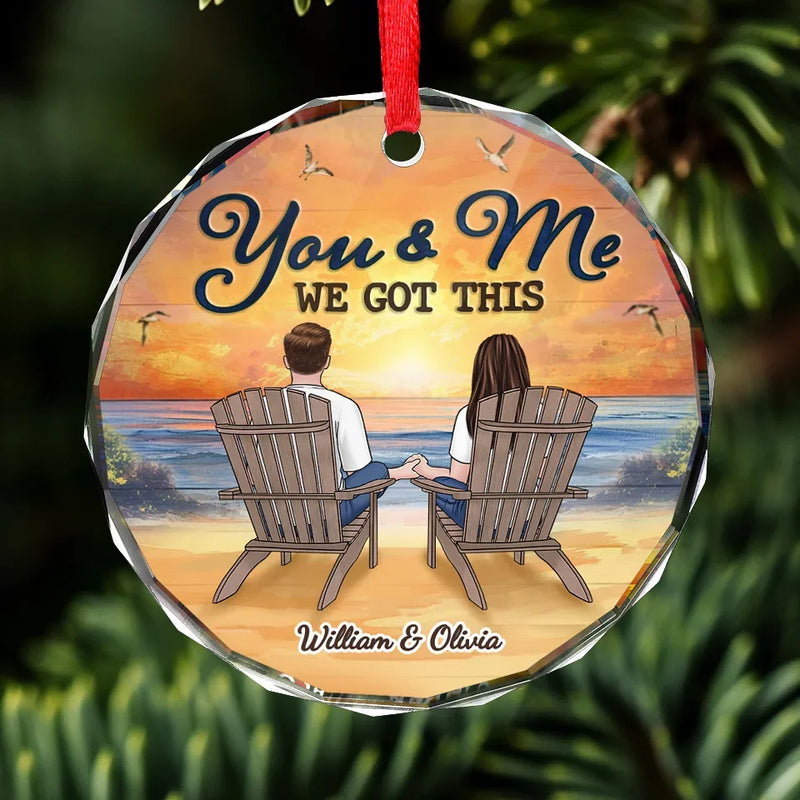 I Just Need You And The Sunset - Couple Personalized Custom Circle Glass Ornament - Gift For Husband Wife, Anniversary