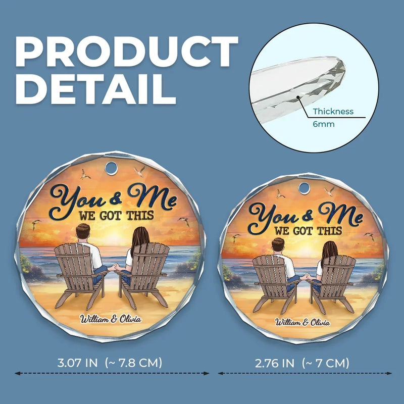 I Just Need You And The Sunset - Couple Personalized Custom Circle Glass Ornament - Gift For Husband Wife, Anniversary