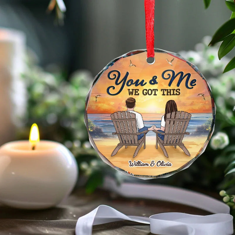 I Just Need You And The Sunset - Couple Personalized Custom Circle Glass Ornament - Gift For Husband Wife, Anniversary