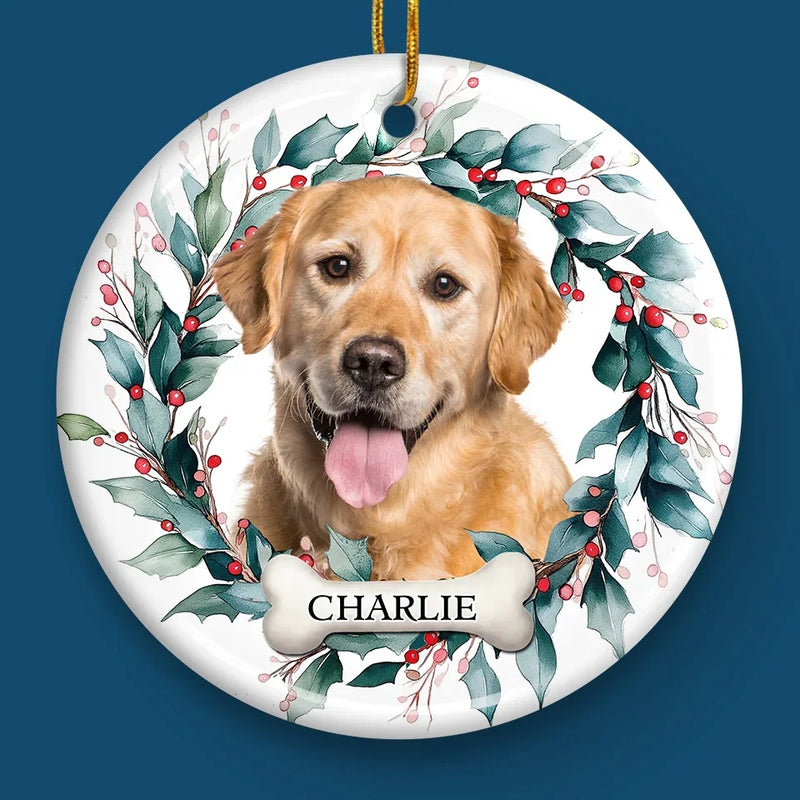 Custom Photo Life With Your Pet On Christmas Is Pure Bliss - Dog & Cat Personalized Custom Ornament - Ceramic Round Shaped - Christmas Gift For Pet Owners, Pet Lovers