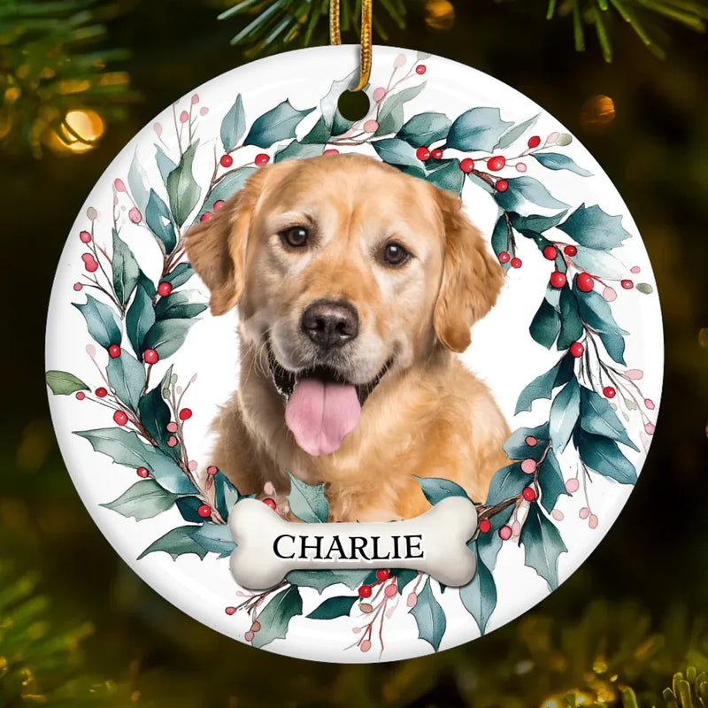 Custom Photo Life With Your Pet On Christmas Is Pure Bliss - Dog & Cat Personalized Custom Ornament - Ceramic Round Shaped - Christmas Gift For Pet Owners, Pet Lovers
