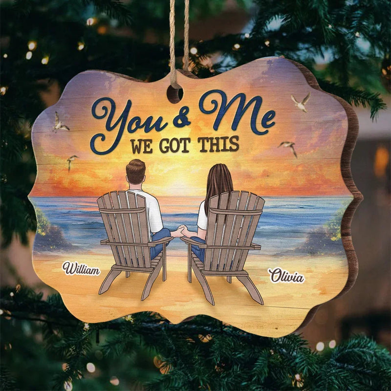 Our Hearts Speak The Same Language - Couple Personalized Custom Ornament - Wood Benelux Shaped - Gift For Husband Wife, Anniversary