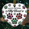 You Left Paw Prints On Our Hearts - Memorial Personalized Custom 3D Inflated Effect Printed Ornament - Ceramic Heart Shaped - Sympathy Gift, Christmas Gift For Pet Owners, Pet Lovers