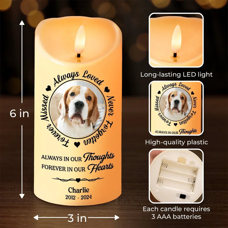Custom Photo Your Light Will Always Shine In Our Hearts - Memorial Personalized Custom LED Candle - Christmas Gift, Sympathy Gift For Pet Owners, Pet Lovers