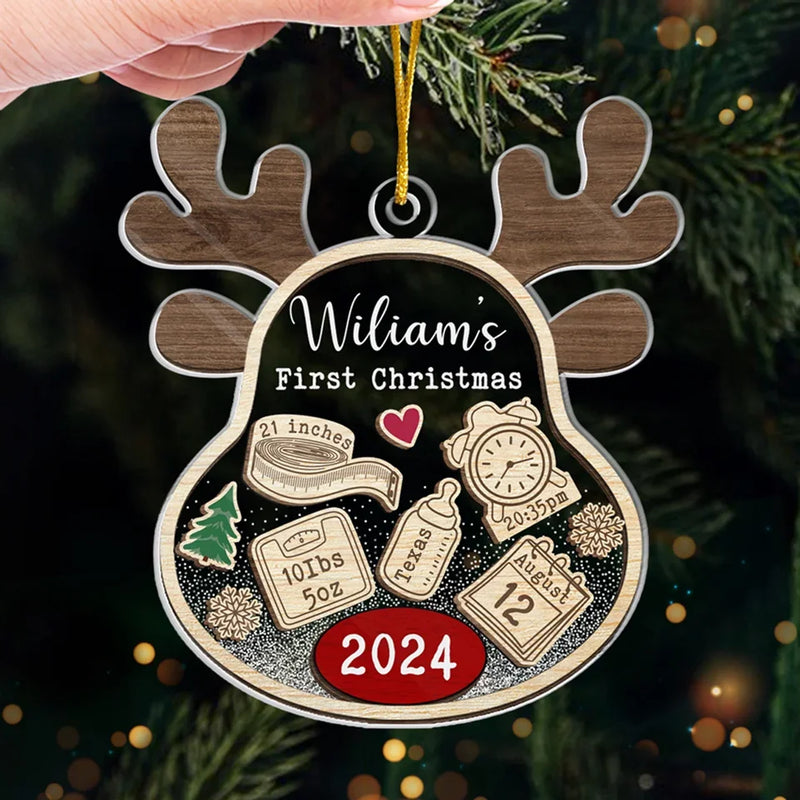 Our Little Reindeer Is Ready For Their First Sleigh Ride! - Family Personalized Custom Ornament - Acrylic Custom Shaped - Christmas Gift For Baby Kids, Newborn Baby, First Christmas
