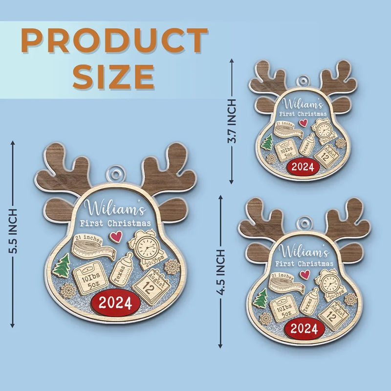 Our Little Reindeer Is Ready For Their First Sleigh Ride! - Family Personalized Custom Ornament - Acrylic Custom Shaped - Christmas Gift For Baby Kids, Newborn Baby, First Christmas
