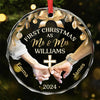 Married And Merry This Christmas - Couple Personalized Custom Circle Glass Ornament - Christmas Gift For Husband Wife, Anniversary, First Christmas