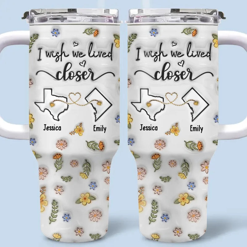 Custom Name Long Distance Friendship Gifts - Personalized 40 Oz Tumbler With Handle