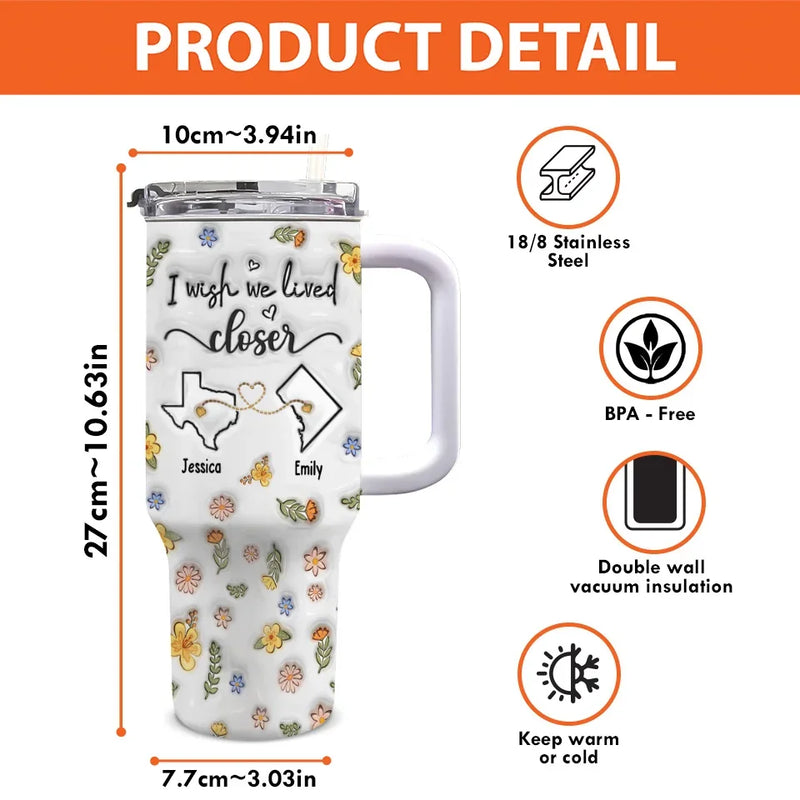 Custom Name Long Distance Friendship Gifts - Personalized 40 Oz Tumbler With Handle