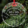 Starting New Traditions, Side By Side - Couple Personalized Custom Circle Glass Ornament - Christmas Gift For Husband Wife, Anniversary, First Christmas