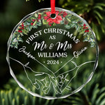 Custom Name First Christmas Gifts for Newlyweds - Personalized Glass Ornament