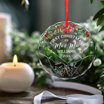 Custom Name First Christmas Gifts for Newlyweds - Personalized Glass Ornament