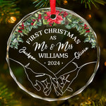 Custom Name First Christmas Gifts for Newlyweds - Personalized Glass Ornament