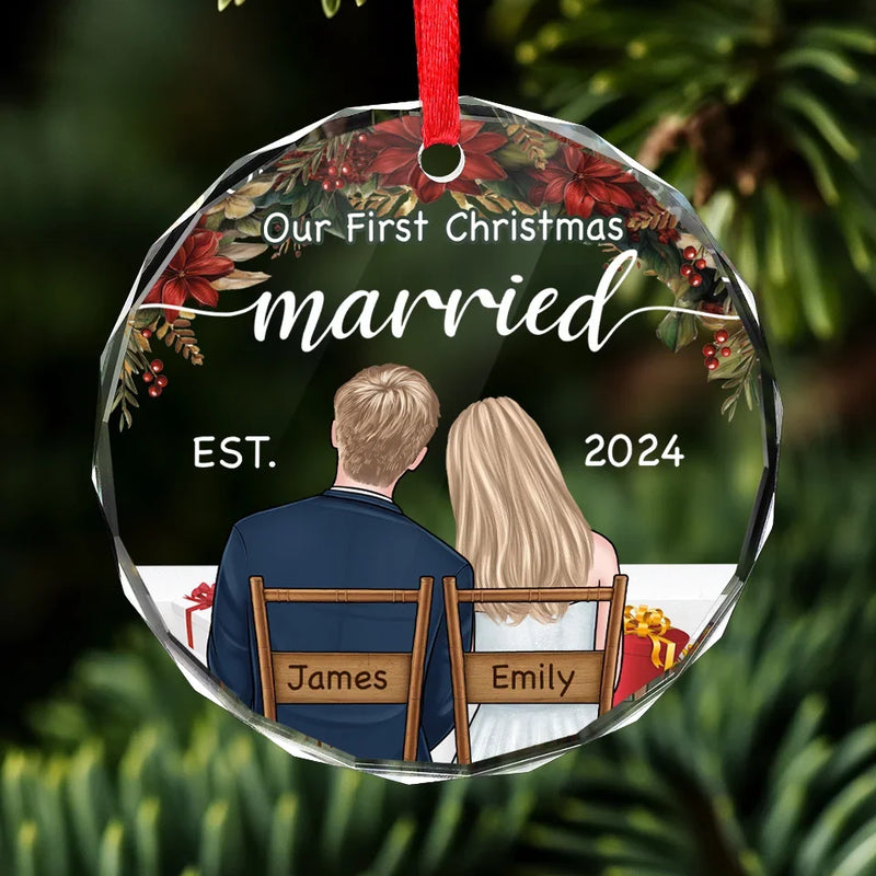 You Are My Perfect Partner - Couple Personalized Custom Circle Glass Ornament - Christmas Gift For Husband Wife, Anniversary, First Christmas