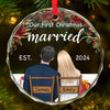 You Are My Perfect Partner - Couple Personalized Custom Circle Glass Ornament - Christmas Gift For Husband Wife, Anniversary, First Christmas
