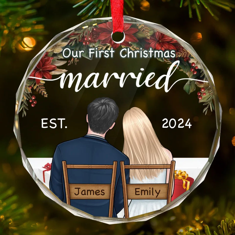 You Are My Perfect Partner - Couple Personalized Custom Circle Glass Ornament - Christmas Gift For Husband Wife, Anniversary, First Christmas